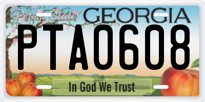 GA license plate PTA0608