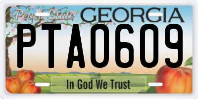 GA license plate PTA0609