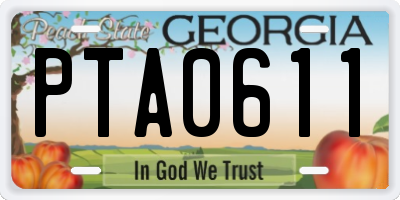 GA license plate PTA0611
