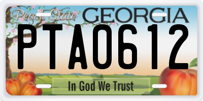 GA license plate PTA0612