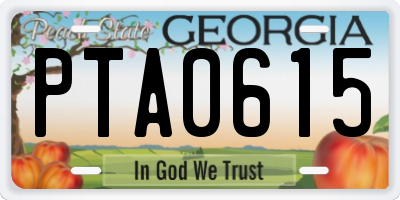 GA license plate PTA0615