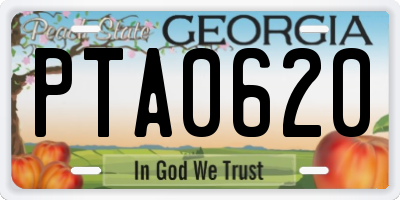 GA license plate PTA0620
