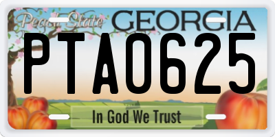 GA license plate PTA0625