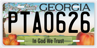 GA license plate PTA0626