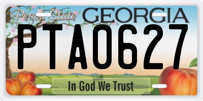 GA license plate PTA0627
