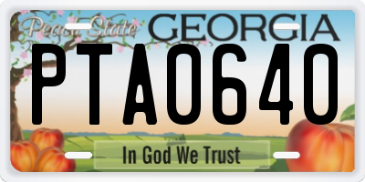 GA license plate PTA0640