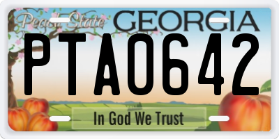 GA license plate PTA0642