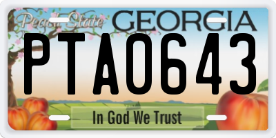 GA license plate PTA0643