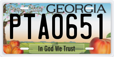GA license plate PTA0651