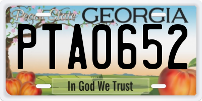 GA license plate PTA0652