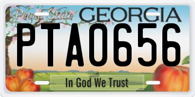 GA license plate PTA0656