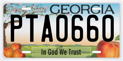 GA license plate PTA0660