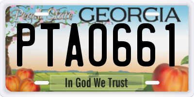 GA license plate PTA0661