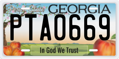 GA license plate PTA0669