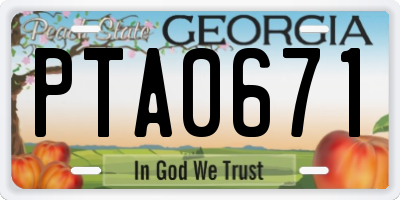 GA license plate PTA0671