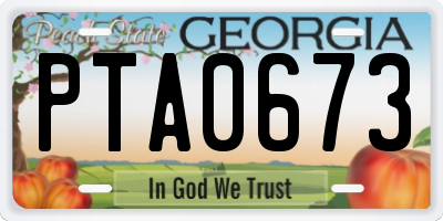 GA license plate PTA0673