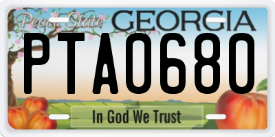 GA license plate PTA0680
