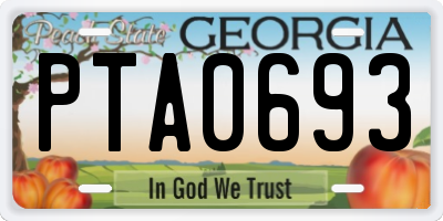 GA license plate PTA0693