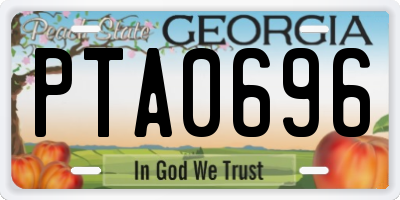 GA license plate PTA0696