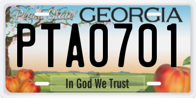 GA license plate PTA0701