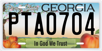 GA license plate PTA0704
