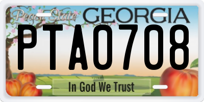 GA license plate PTA0708