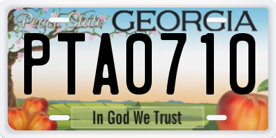 GA license plate PTA0710
