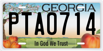 GA license plate PTA0714