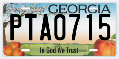 GA license plate PTA0715