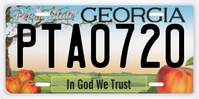 GA license plate PTA0720