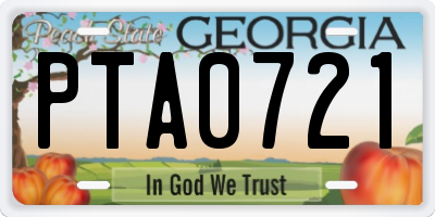 GA license plate PTA0721