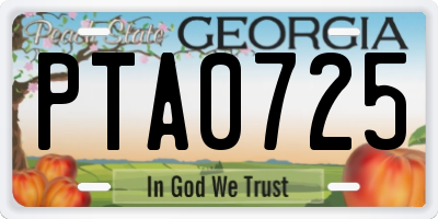 GA license plate PTA0725