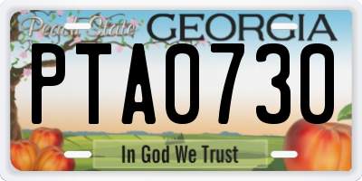 GA license plate PTA0730