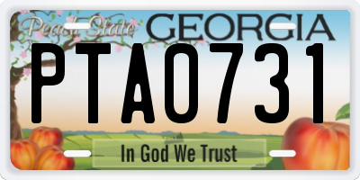 GA license plate PTA0731