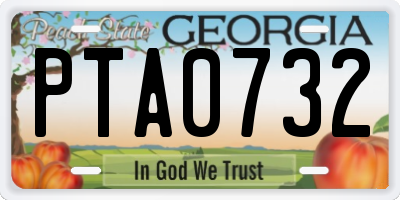 GA license plate PTA0732