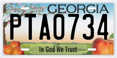 GA license plate PTA0734