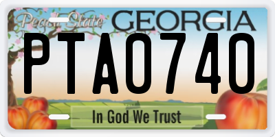 GA license plate PTA0740
