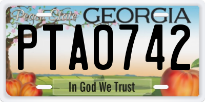 GA license plate PTA0742