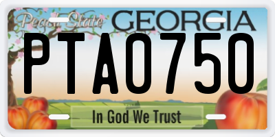 GA license plate PTA0750