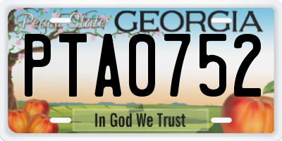 GA license plate PTA0752