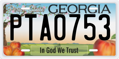 GA license plate PTA0753