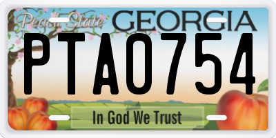 GA license plate PTA0754