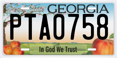 GA license plate PTA0758