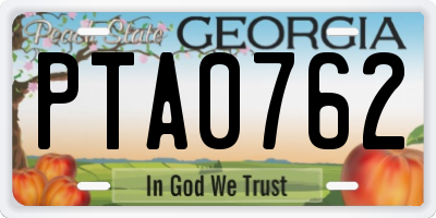 GA license plate PTA0762