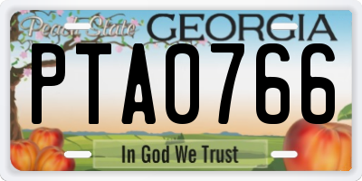 GA license plate PTA0766