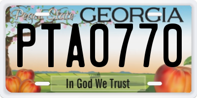 GA license plate PTA0770