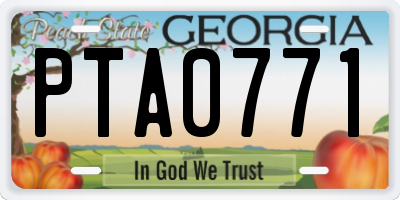 GA license plate PTA0771
