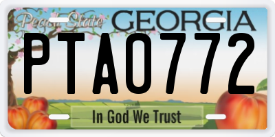 GA license plate PTA0772