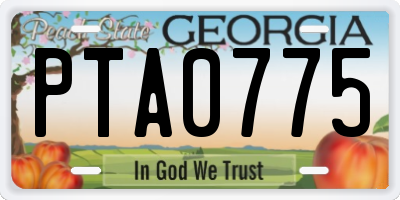 GA license plate PTA0775