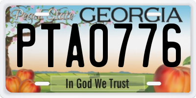 GA license plate PTA0776